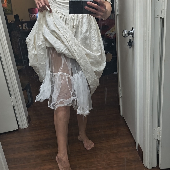 Vtg Jessica McClintock Puff Sleeve Prom Wedding Dress white Beaded Embroidered 8 - Picture 6 of 10